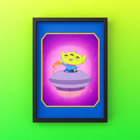 Flying Saucer Alien 5x7” Art Print