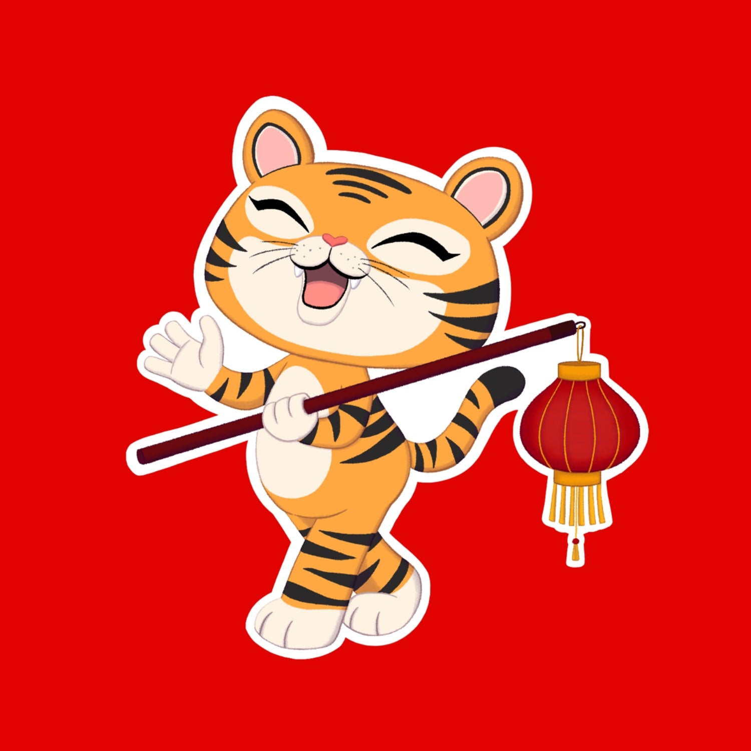 Tiger Lantern Holographic Sticker