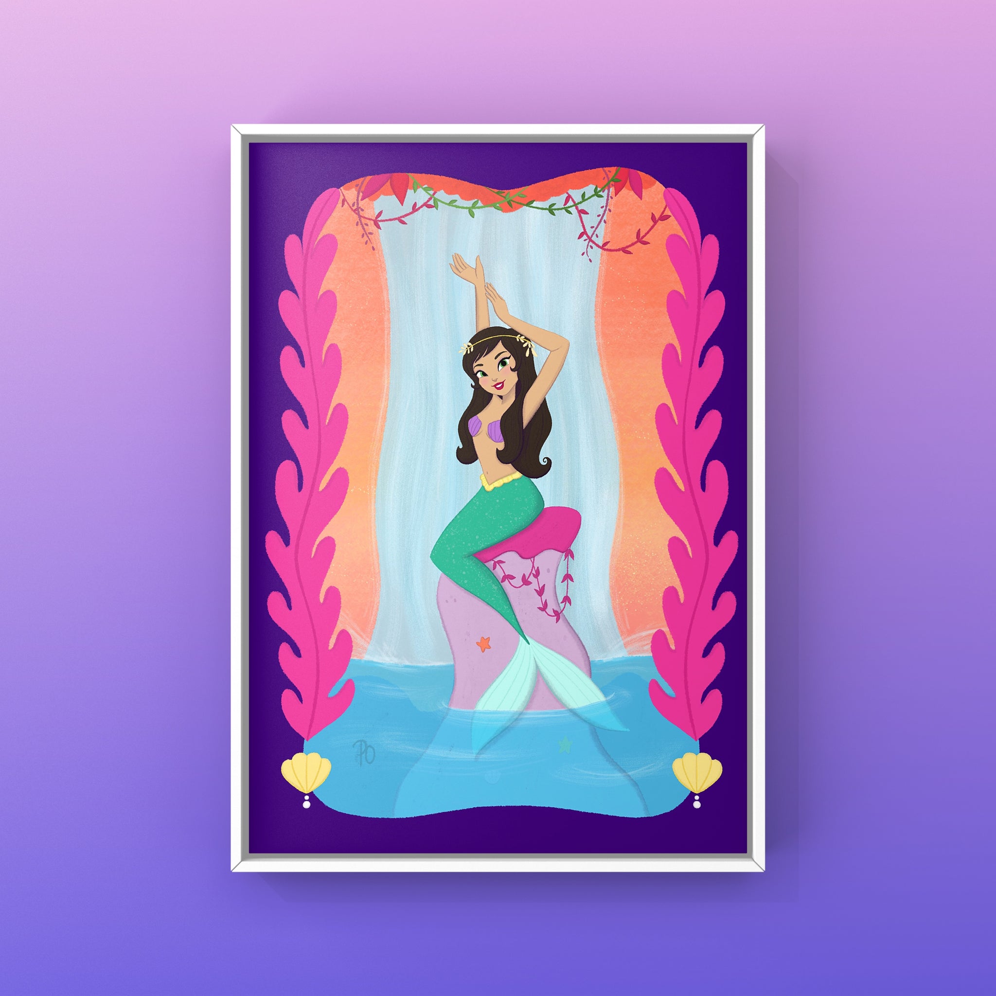 Waterfall Mermaid 5x7” Art Print